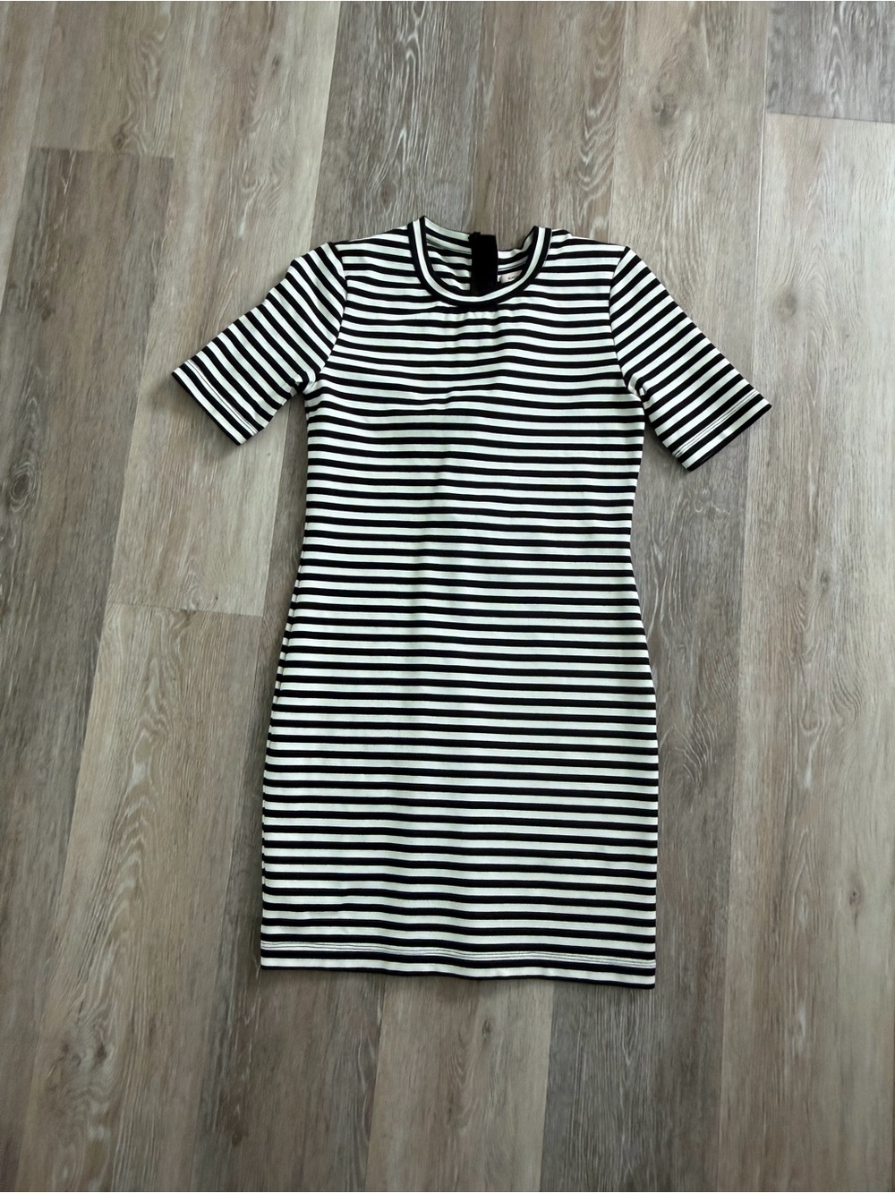 Sunday Best Black and White Striped Short-Sleeve Bodycon Dress